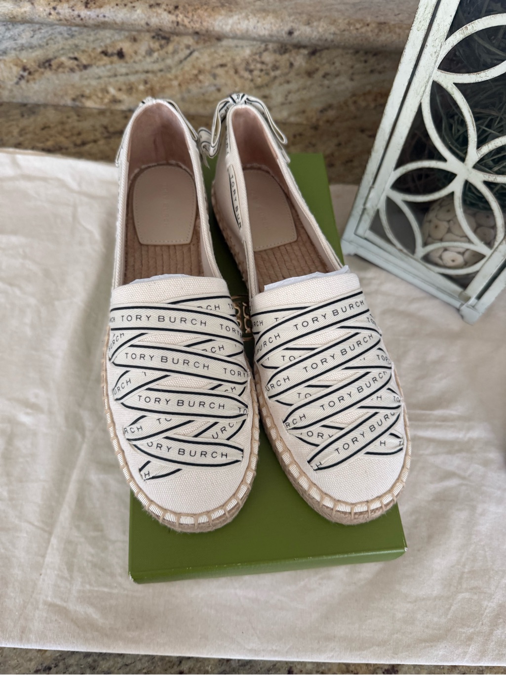 Tory Ribbon Espadrille Olona It - Canvas In New Ivory Color